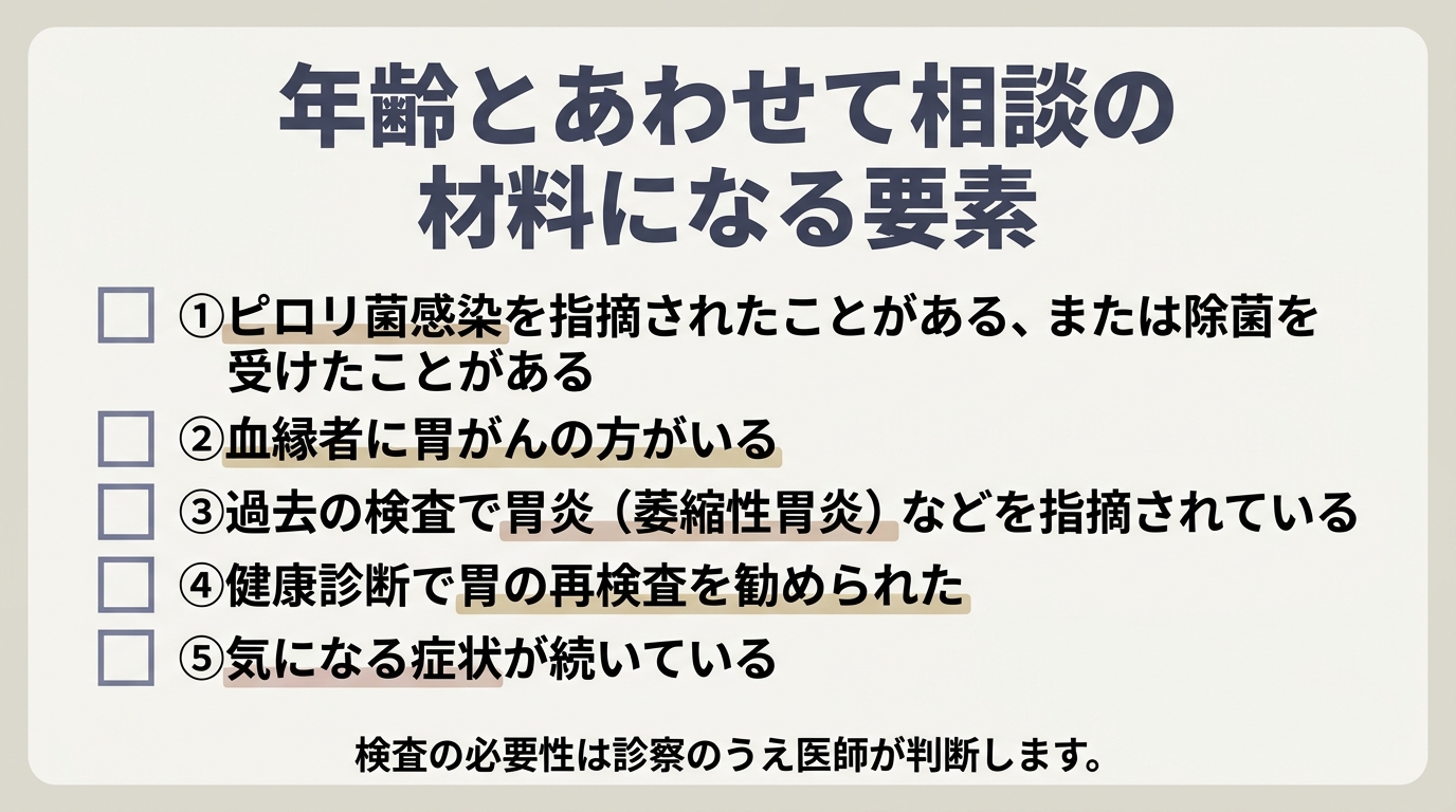 年齢以外に考慮される要素